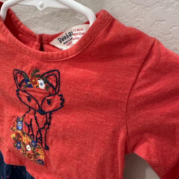 Beebay Red & Blue Fox Polka Dot Long Sleeve Dress - Picture 2 of 7